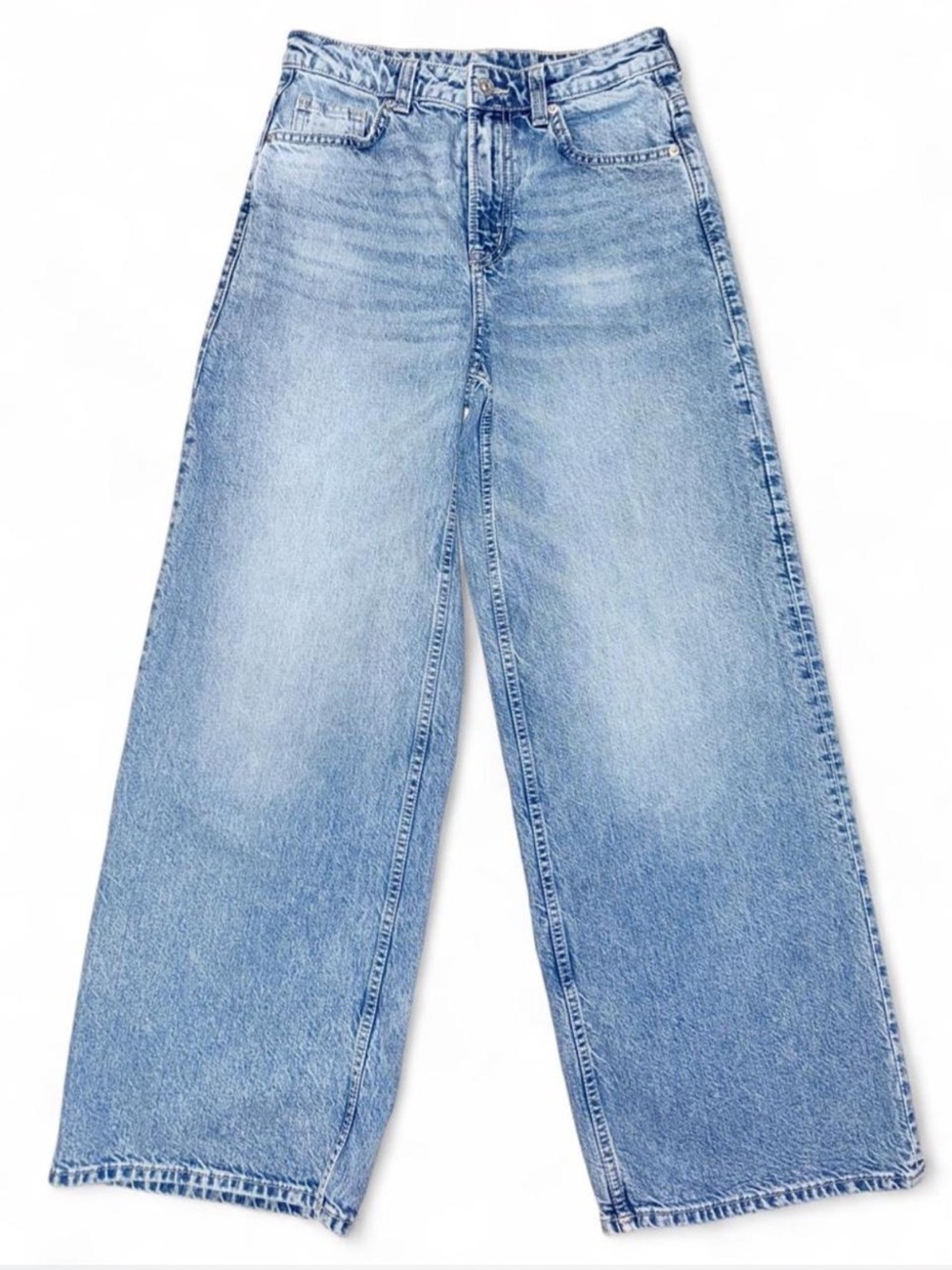 H&M Wide-Leg High Waist Jeans in Light Denim Blue Size 2
